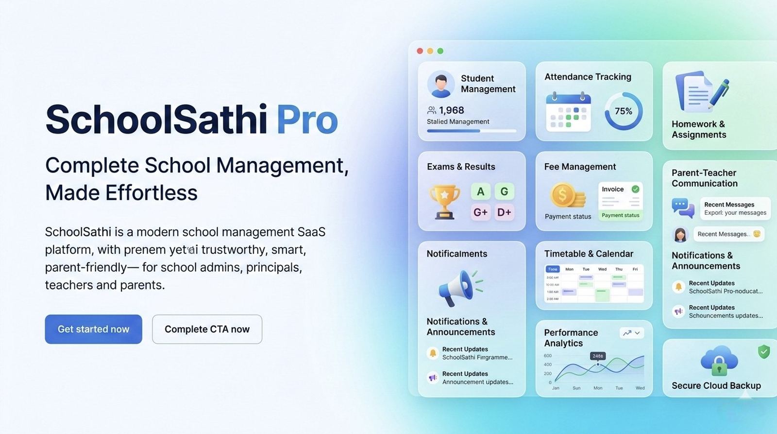 School management software student list and class management screen in SchoolSathi Pro