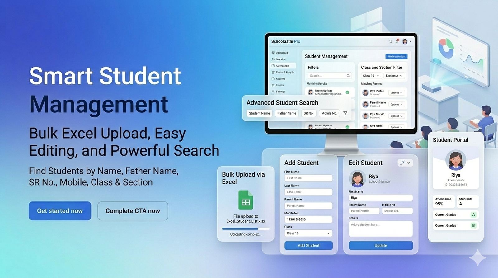 School ERP dashboard showing academics, fees, and operations together in SchoolSathi Pro